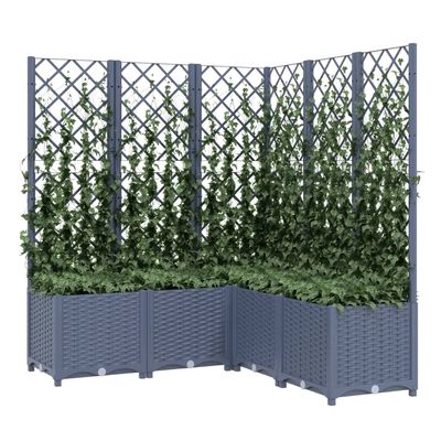 vidaXL Jardinieră de grădină cu spalier,gri închis, 120x120x136 cm, PP