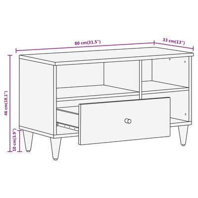 vidaXL Dulap TV, 80x33x46 cm, lemn masiv de mango