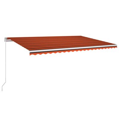 vidaXL Copertină retractabilă manual cu LED portocaliu/maro 500x300 cm