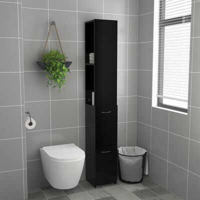 vidaXL Dulap de baie, negru, 25x26,5x170 cm, lemn prelucrat