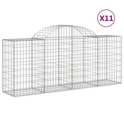 vidaXL Coșuri gabion arcuite 11 buc, 200x50x80/100 cm, fier galvanizat