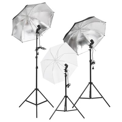 vidaXL Kit studio foto cu set de lumini, fundal și reflector