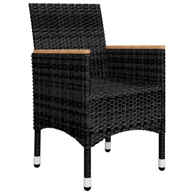 vidaXL Set mobilier bistro, 3 piese, negru, poliratan/lemn de acacia