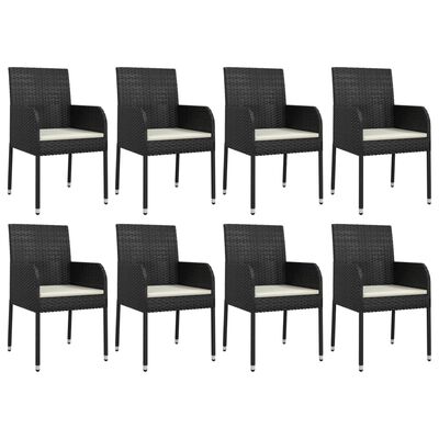 vidaXL Set mobilier de grădină cu perne, 9 piese, negru, poliratan