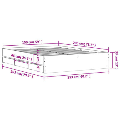 vidaXL Cadru de pat cu sertare stejar sonoma 150x200 cm lemn prelucrat