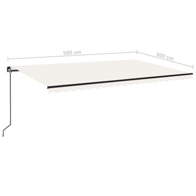 vidaXL Copertină retractabilă manual cu LED, crem, 500x300 cm