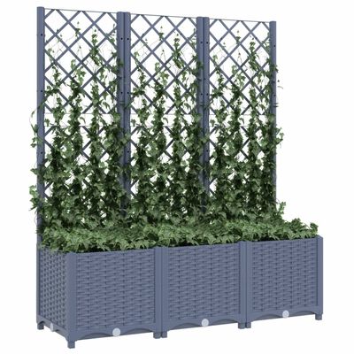 vidaXL Jardinieră de grădină cu spalier,gri închis, 120x40x136 cm, PP