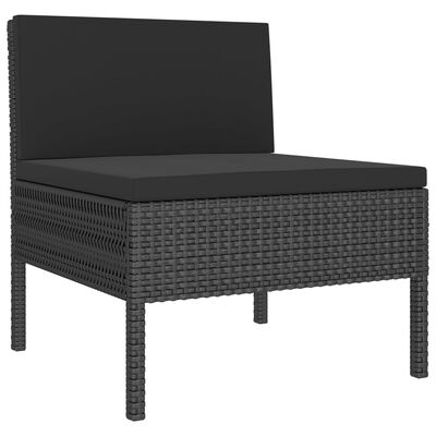 vidaXL Set mobilier de grădină cu perne, 9 piese, negru, poliratan