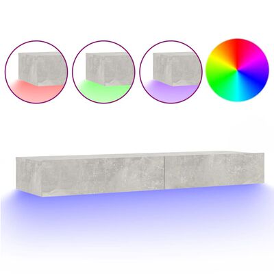 vidaXL Comodă TV cu lumini LED, gri beton, 120x35x15,5 cm