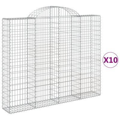 vidaXL Coș gabion arcuit, 10 buc, 200x30x160/180 cm, fier galvanizat