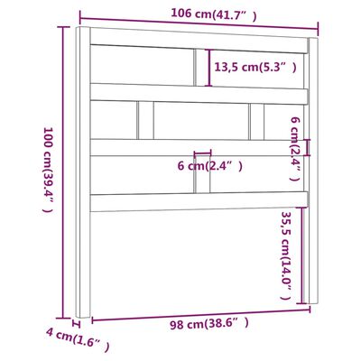 vidaXL Tăblie de pat, 106x4x100 cm, lemn masiv de pin