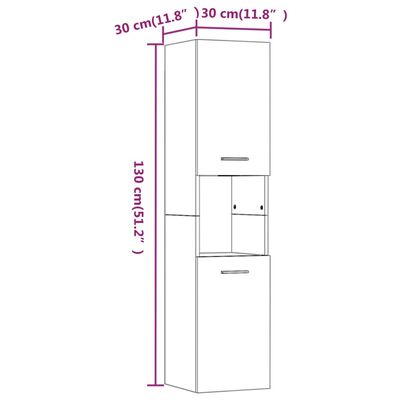 vidaXL Dulap de baie, sonoma gri, 30x30x130 cm, lemn prelucrat