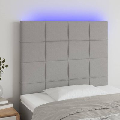 vidaXL Tăblie de pat cu LED, gri deschis, 80x5x118/128 cm, textil