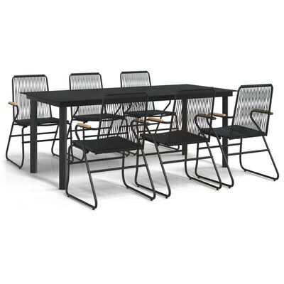 vidaXL Set mobilier de grădină, 7 piese, negru, ratan PVC