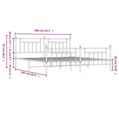 vidaXL Cadru pat metalic cu tăblii de cap/picioare, negru, 200x200 cm