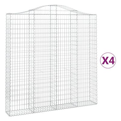 vidaXL Coșuri gabion arcuite 4 buc. 200x30x200/220 cm fier galvanizat