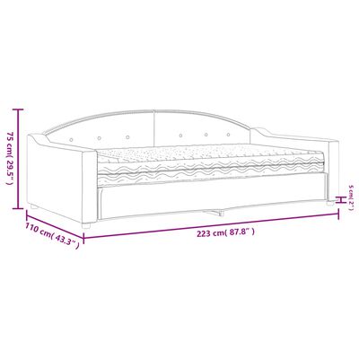 vidaXL Pat de zi cu saltea, crem, 100x200 cm, textil