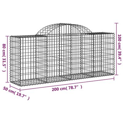 vidaXL Coșuri gabion arcuite 3 buc, 200x50x80/100 cm, fier galvanizat