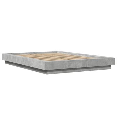 vidaXL Cadru de pat, gri beton, 140x190 cm, lemn prelucrat