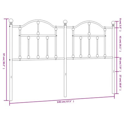 vidaXL Tăblie de pat metalică, alb, 140 cm