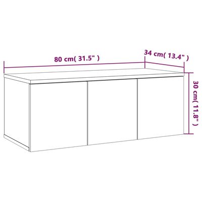 vidaXL Comodă TV, gri sonoma, 80x34x30 cm, lemn compozit