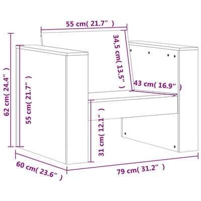 vidaXL Set mobilier grădină, 2 piese, maro ceruit, lemn masiv pin