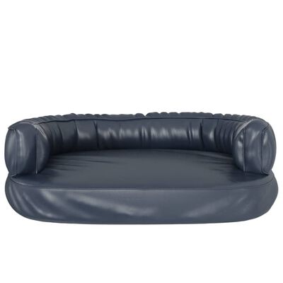 vidaXL Pat de câini, spumă ergonomică, albastru, 75x53 cm, piele eco