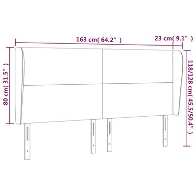 vidaXL Tăblie de pat cu aripioare gri deschis 163x23x118/128cm catifea