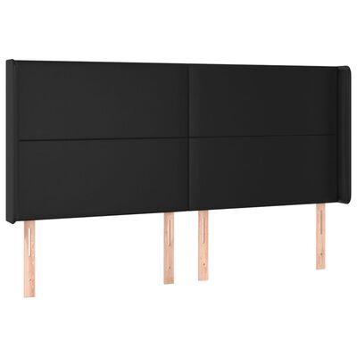 vidaXL Tăblie de pat cu aripioare, negru, 163x16x118/128 cm, piele eco