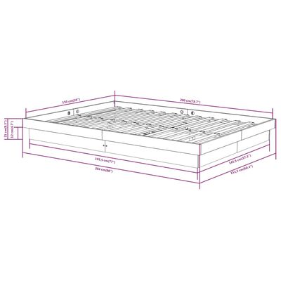 vidaXL Cadru de pat King Size, 150x200 cm, lemn masiv