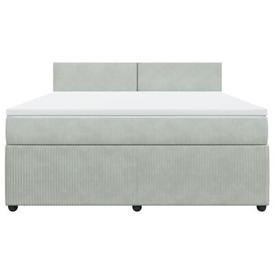 vidaXL Pat box spring cu saltea, gri deschis, 180x200 cm, catifea