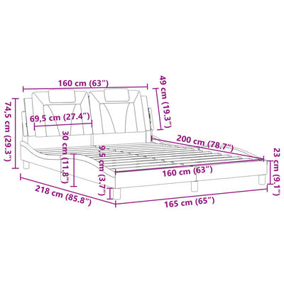 vidaXL Cadru de pat cu tăblie, alb, 160x200 cm, piele ecologică