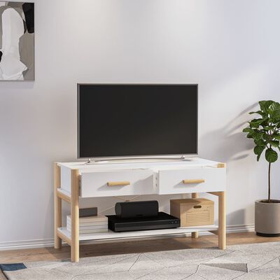 vidaXL Comodă TV, alb, 82x38x45 cm, lemn prelucrat