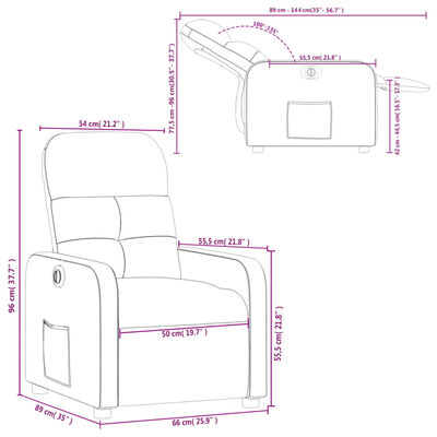 vidaXL Fotoliu rabatabil electric, gri deschis, textil