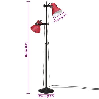vidaXL Lampă de podea, 25 W, roșu uzat, 25x25x90/160 cm, E27
