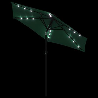 vidaXL Umbrelă soare de grădină stâlp din oțel/LED verde 225x225x212cm