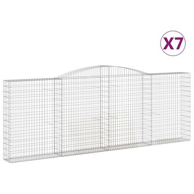 vidaXL Coșuri gabion arcuite 7 buc, 400x30x140/160 cm, fier galvanizat