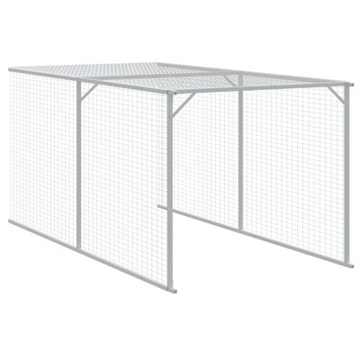 vidaXL Coteț pui cu incintă gri deschis 117x1221x123cm oțel galvanizat