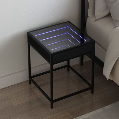 vidaXL Noptieră cu LED infinity, negru, 40x40x51 cm