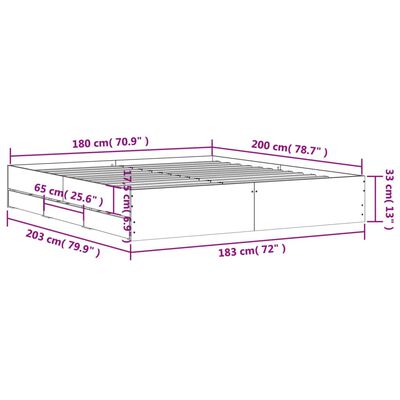 vidaXL Cadru de pat cu sertare stejar sonoma 180x200 cm lemn prelucrat