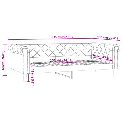 vidaXL Pat de zi, crem, 90x200 cm, piele ecologică