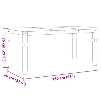 vidaXL Masă de sufragerie "Corona", alb 160x80x75 cm lemn masiv de pin