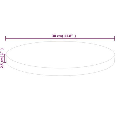 vidaXL Blat de masă rotund, Ø30x2,5 cm, lemn masiv stejar netratat