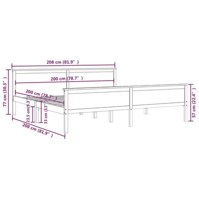 vidaXL Cadru de pat, 200x200 cm, lemn masiv de pin