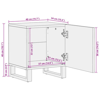 vidaXL Noptiere, 2 buc., 40x34x46 cm, lemn masiv reciclat