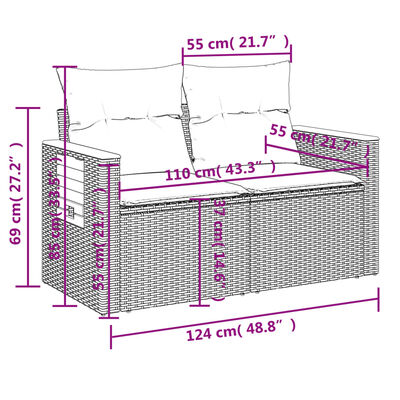 vidaXL Set mobilier de grădină cu perne, 6 piese, negru, poliratan