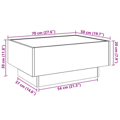 vidaXL Măsuță de cafea cu LED stejar maro 70x50x30 cm lemn prelucrat