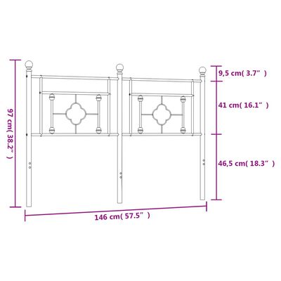 vidaXL Tăblie de pat metalică, alb, 140 cm