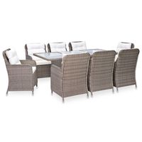 vidaXL Set mobilier de exterior, 9 piese, maro, poliratan