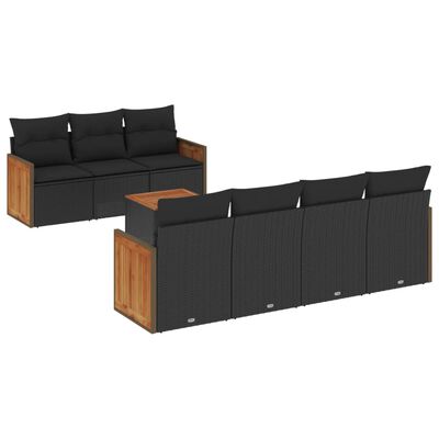 vidaXL Set mobilier de grădină cu perne, 8 piese, negru, poliratan